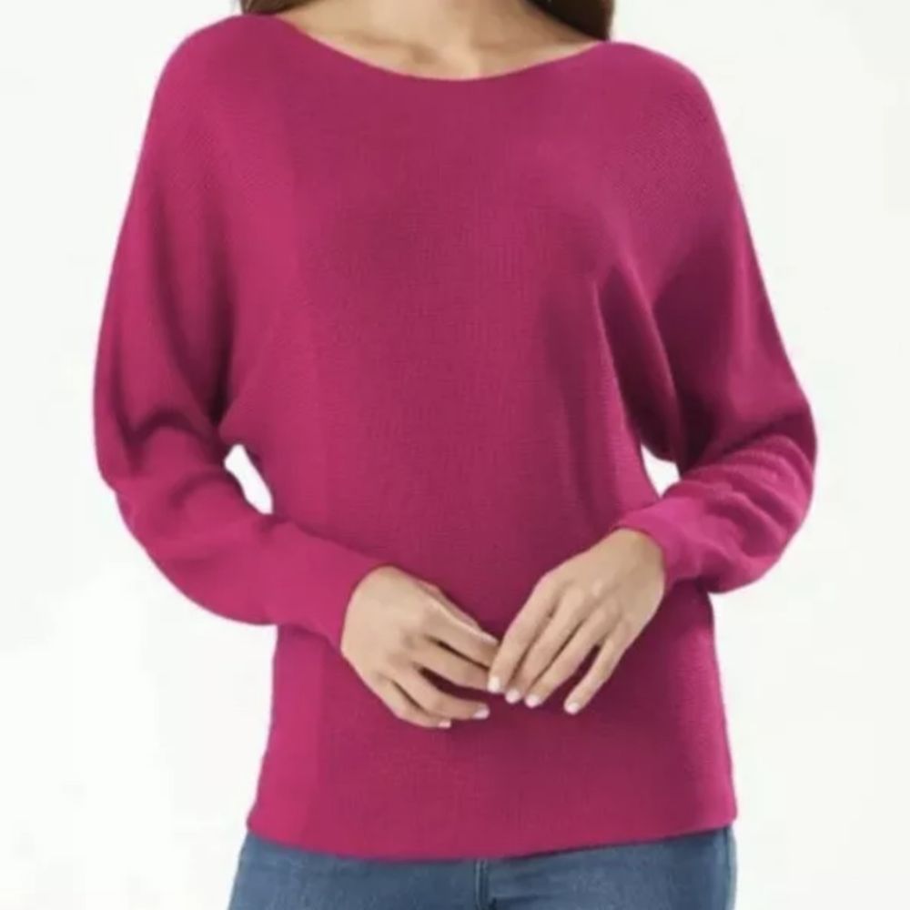 Tommy Bahama Bonita dolman boatneck Knit Sweater New Large L Pink Red Papaya